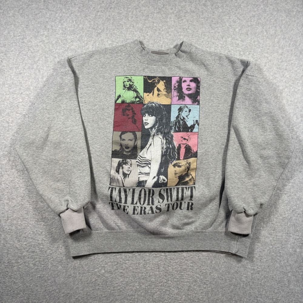 Taylor Swift The Eras Tour Sweatshirt Womens XS Gray Crewneck Official Merch